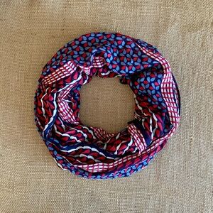 Infinity Scarf Stripes & Multi Patterns Dark Blue, Cornflower Blue, Red & White